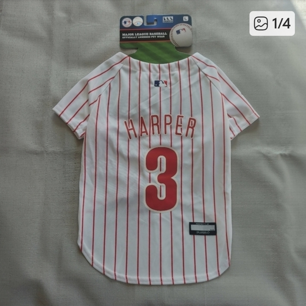 Philadelphia Phillies Striped Dog Baseball Jersey - Red and White NEW